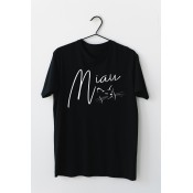 Tricou negru personalizat cu pisicuta Miau 3